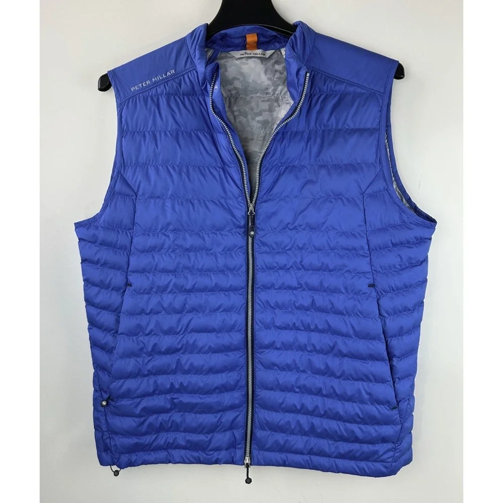 Peter Millar Hyperlight Quilted Puffer Vest Mens Large Blue Full Zip Crown Sport - Picture 13 of 13